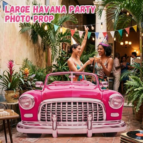 Wesiti 1 Set Large 1950s Photo Prop Party Decoration Convertible Cardboard Cutout Standup Havana Nights Party Decoration 50s Photo Backdrop Decor for Havana Night 50s Parties Supply(Rose Red,Retro) - Image 2