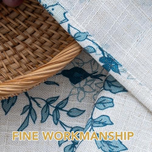 H.VERSAILTEX Linen Table Cloths Floral Printed Tablecloth Spill-Proof Waterproof Table Cover for Dining Buffet Feature Soft and Thick Fabric Wrinkle Free, 60 x 104 Inch, Retro Floral - Stone Blue - Image 5