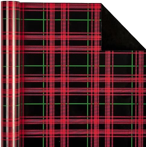 WRAPAHOLIC 30 Inch Jumbo Reversible Plaid Wrapping Paper - 30 Inch x 100 Feet Jumbo Roll Red and Black Plaid Christmas Wrapping Paper for Christmas, Birthday, Baby Shower, Holiday - Image 3