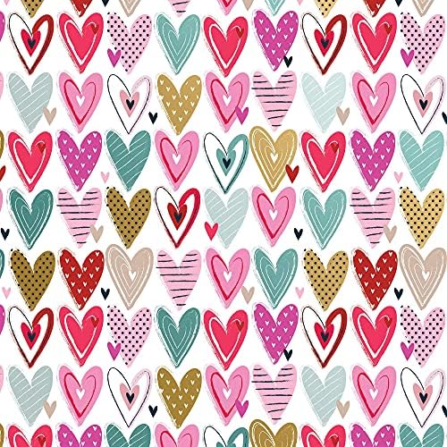 Jillson Roberts All-Occasion Gift Wrap Rolls, Pretty Hearts, Pack of 6 by JILLSONROBERTS