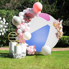 Beach Ball Round Backdrop Cover Beach Ball Photo Backdrop Adults Kids Birthday Luau Summer Pool Games Beachball Party Decorations Circular Background Arch Photo Booth Props 7.5ft - Image 2