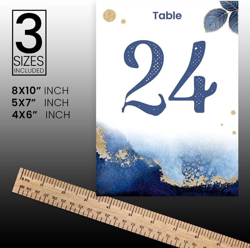 Blue Leafy Wedding Table Number Cardss 1-100 Double Sided For Reception Event Party Baby Shower Birthday 4x6 - Image 4