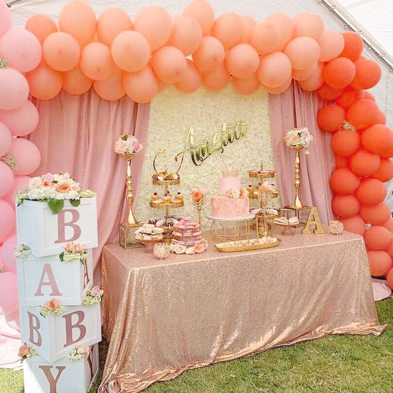 QueenDream Rose Gold Table Cloth 90x132 Inch Sequin Tablecloth for Wedding Baby Shower Ceremony Birthday Cake Table Holiday Banquet Decorations - Image 5