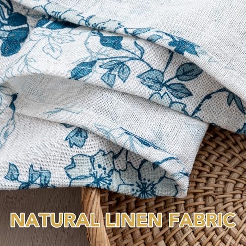 H.VERSAILTEX Linen Table Cloths Floral Printed Tablecloth Spill-Proof Waterproof Table Cover for Dining Buffet Feature Soft and Thick Fabric Wrinkle Free, 60 x 84 Inch, Retro Floral - Stone Blue - Image 3