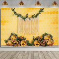 Sweet Honeycomb Theme Photography Background Bohemian Decoration Sunflowers Newborn Birthday Party Decoration Children Birthday Baby Shower Cake Smash Decoration Supplies (8X6FT) by Unknown