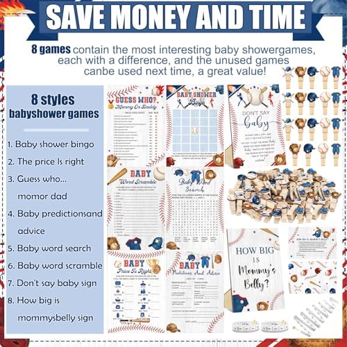 Funnymoom 426 Pcs Little Slugger Baseball Baby Shower Games Set, 8 Games - Image 4