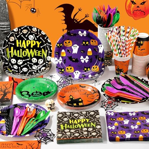 450 Pcs Tableware Set, Serve 50, Multicolor, Happy Halloween - Image 6