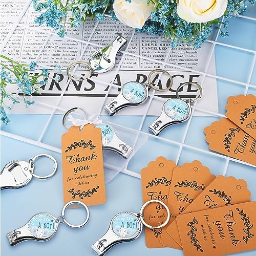 50 Sets Bottle Openers Baby Shower Return Favors for Guest Nail Clipper Bottle Opener Decorations with Thank You Tags Organza Bags for Baby Shower Gender Revel Party Souvenirs(Cute Elephant) - Image 3