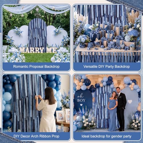 DIY Denim Arch Backdrop Kit, 12 Roll Frayed Blue Jean Ribbon - Image 6