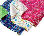 American Greetings Reversible Birthday, Baby, Wedding, and All Occasion Wrapping Paper, Unicorns and Dinosaurs (9 Rolls, 225 sq. ft.) - Image 3