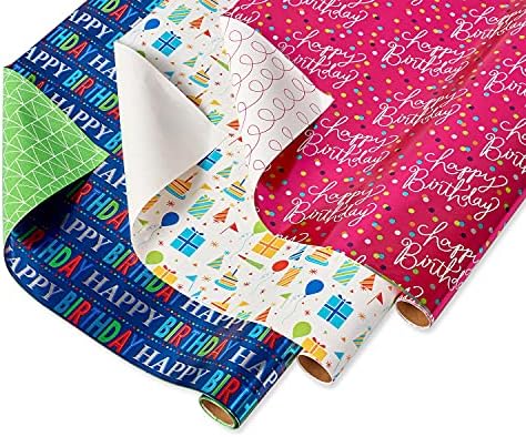 American Greetings Reversible Birthday, Baby, Wedding, and All Occasion Wrapping Paper, Unicorns and Dinosaurs (9 Rolls, 225 sq. ft.) - Image 3