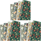 JarThenaAMCS 12 Sheets Retro Floral Wrapping Paper -Not Roll- Vintage Flower Bird Lemon Gift Wrap Paper Folded Flat Art Sheet for DIY Crafts Wedding Baby Shower Birthday, 19.7 x 27.6 Inch (Pack of 3) by JarThenaAMCS