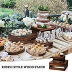 Sieral 4 Pcs Wood Cupcake Stand Dessert Risers for Party,Burnt Wood - Image 3