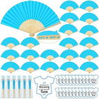 Colarr 50 Sets Baby Shower Favors for Guests Folding Fans Bulk, Blue by Colarr