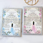 Hosmsua 50PCS 5.1x7.3 Inch Silver Glitter Quinceanera Invitations Cards Laser Cut Floral Crown Pocket Invitation with Envelopes for Birthday Bridal Shower - Image 5