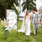 Garvee Wedding Welcome Sign Stand, 50/68 in Adjustable Metal Wedding Sigh Holder with 4 Faux Leather Straps, Hanging Sign Stand for Display Party Baby Shower, Black - Image 6