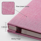 HoneyTolly Large Photo Album Self Adhesive, DIY Scrapbook Album for 3x5 4x6 8x10 Pictures, 60 Pages Linen Cover Memory Book, Ideal Gift for Family Wedding Baby Christmas Anniversary(Pink) - Image 3