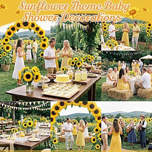 Funnymoom 50 Sets Sunflower Birthday Party Favors for Guests Souvenir Yellow Sunflower Acrylic Clear Shot Glasses Thank You Tags with Organza Bridal Shower Baby Shower Party Supplies - Image 4