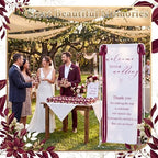 Wedding Welcome Linen Sign Stand with Satin Ribbon(Red) - Image 5