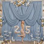 12ft x 10ft Dusty Blue Backdrop Curtains for Parties, Wrinkle Free 2 Panels Photo Backdrop Drapes Back Drop Cloth for Wedding Birthday Photography Background Decor - Image 3