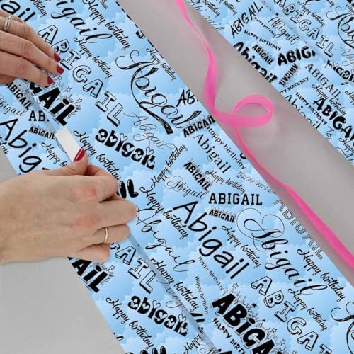 AOFUN Wrapping Paper For Him Custom Name Text Anniversary Wrapping Paper For Her Cute Gifts For Best Friends Kids Christmas Gift Wrap 3 Rolls 58" x 23" - Image 4