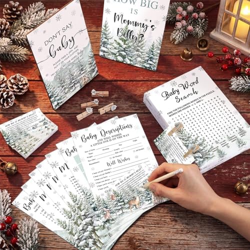 Funnymoom 426 Pcs Winter Baby Shower Games Set, 8 Activities Bingo - Image 2
