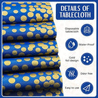 Tudomro 16 Pack Dark Blue and Gold Plastic Tablecloths Satin Runner Set - Image 3