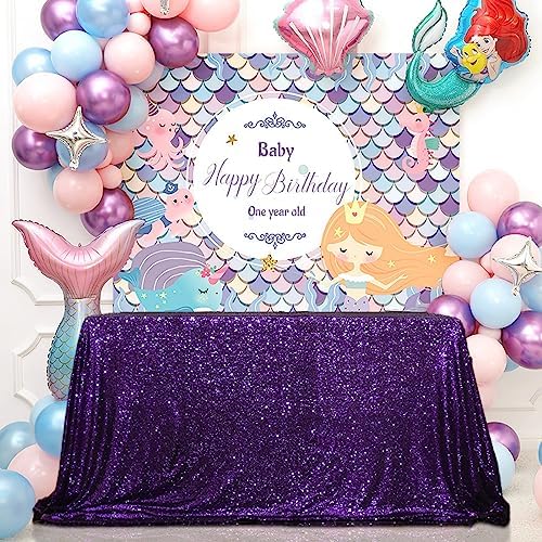 SquarePie Sequin Tablecloth 90x156 Inch Purple for Wedding Halloween Party - Image 4