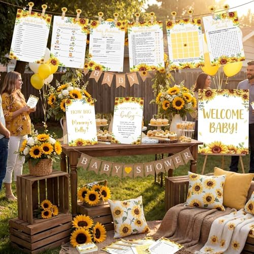 Funnymoom 426 Pcs Sunflower Baby Shower Games Set, 8 Games - Image 6