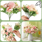 Tigeen 12 Bundles Artificial Flowers Bouquet Silk Peonies, Light Pink - Image 4