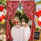 Red Big Payette Sequin Backdrop Curtain 2 Panels 2ftx8ft Sparkly Glitter Party Background for Birthday Holiday Wedding Event Decorations - Image 6