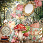 4 Pcs Wonderland Tea Party Decoration Life Size Tea Party Cardboard Cutouts Clock Retro Photo Frame Mushroom Floral Teacup Cutouts for Baby Shower Birthday Photo Booth Props Backdrop Favor - Image 2