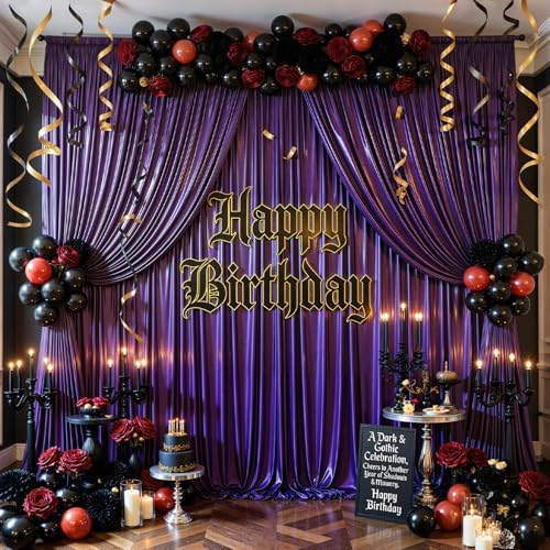 Purple Satin Backdrop Curtains 8 Panels - Glitter Photo Drapes for Baby Shower, 40x10FT Shimmer Back Drop Cloth, Wrinkle Free for Birthday Party Prom Wedding Stage Background - Image 5