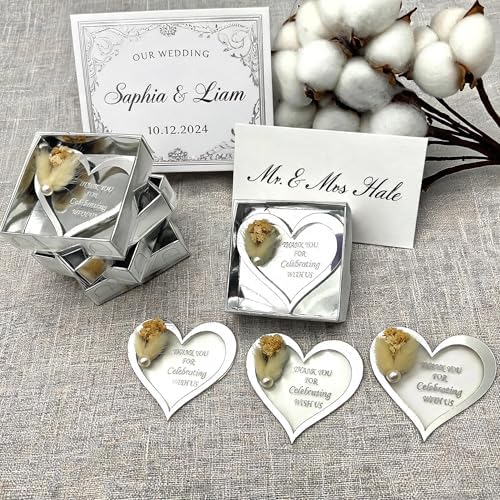 Wedding Favor Guest Bulk Magnet Gold Heart, Sets of Party Favors, Gold Heart Acrylic Bridal Shower Favors, Party Favor for Attendee (Silver Heart Magnet, Set of 40) - Image 4