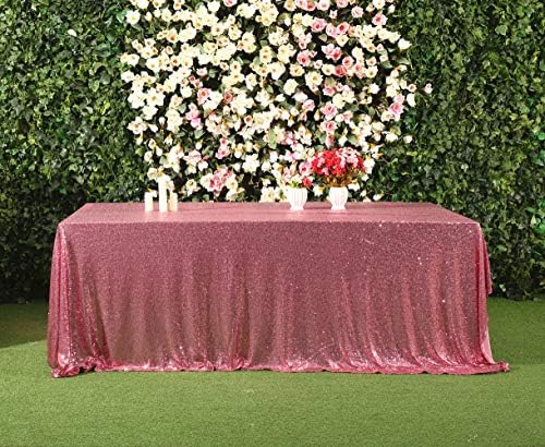 SquarePie Sequin Tablecloth 90 x 156 Inch Fuchsia Pink Sparkly Table Linen for Wedding Party - Image 4
