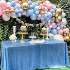 Baby Blue Sequin Tablecloth 90x156 Inch Glitter Table Cover Seamless Fabric - Image 4