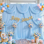 10x10ft Baby Blue Photo Backdrop Curtains for Parties Baby Shower Wrinkle Free Polyester Photoshoot Curtains Drapes Backdrop for Boy Birthday Party Gender Reveal Photography Background 2 Panels 5x10FT by Suppromo