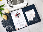 50sets Navy Laser Cut Wedding Invitations Card Rose Greeting Cards Envelopes Invitation for Wedding Birthday Baby Graduation Party Supplies (Only invitation cards, Navy) - Image 2