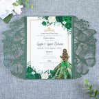 20 PCS 5.12x7.2 Butterfly Personalized Quinceanera Invitation, Customized XV Anos Laser Cut Invitation Cards with Envelopes (Emerald Green Personalized) - Image 3