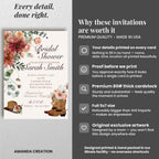 Amanda Creation Western Bridal Shower Invitations Personalized for Her, 50 5x7 Bridal Shower Invitations with Envelopes, Rustic Cowboy Boot Floral - Image 4