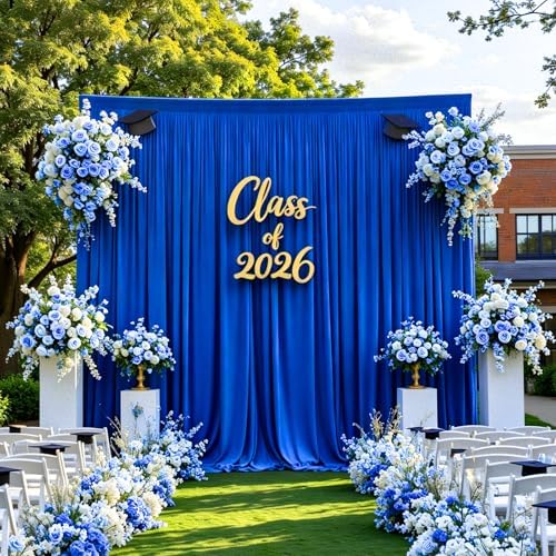 Gallety Royal Blue Backdrop Curtain for Wedding, Polyester Photography Backdrops Curtains - 20FT x 10FT Photobooth Backdrop Curtains for Celebration,Birthday, Formal Dinners,Graduation Decorations by Creativepartyuniquedecorat