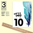 Blue Feather Design Table Number Cards Double Sided Party Table Numbers for Reception Baby Shower Anniversary Birthday Bridal Party 5x7 100 Pcs - Image 4