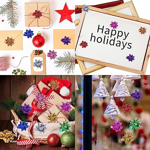 110 Pcs Christmas Supplies Shiny Bows for Gift Wrapping, 1 in Mini Gift Wrap Bows for Xmas Decor, Hanukkah, Birthdays, Weddings, Bridal Showers, Baby Showers Occasion (Sparkly Silver 110 Pcs Set) - Image 4