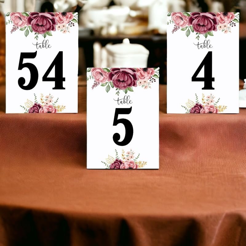 Purple Flower Table Cards Number 1-100 Double Sided For Wedding Reception Event Party Baby Shower Birthday 4x6, AT-TABLE-CARD-882 - Image 4