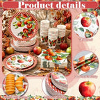 Domensi 250 Pcs Fall Apple Party Paper Plates and Napkins Forks - Image 3