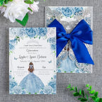 20 PCS 5.12x7.2 Butterfly Personalized Quinceanera Invitation, Customized XV Anos Laser Cut Invitation Cards with Envelopes (Silver Glitter Personalized) by FEIYI