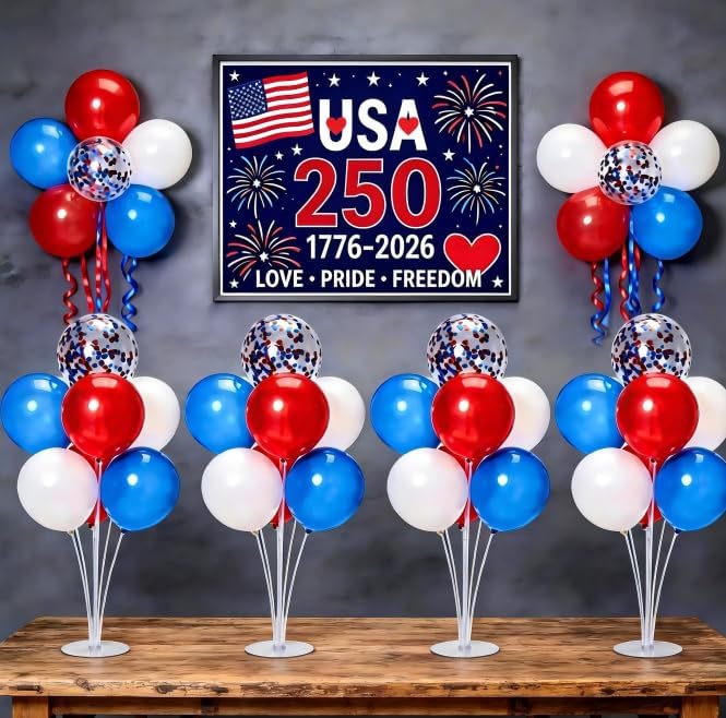 JOYYPOP Bundle of 10ft Wide & 9ft Tall Adjustable Balloon Arch Stand and 4th of July Balloon Centerpieces for Tables - Image 5