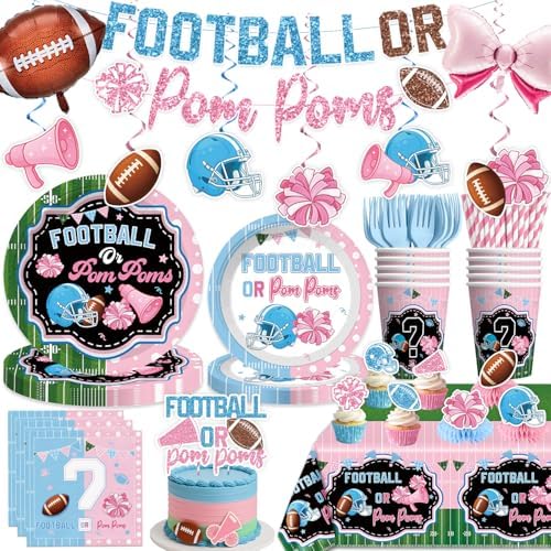 191Pcs wellspar Football Gender Reveal Decorations Tableware Set by Unknown