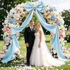 Large Blue Bow Decor, Double Layer Satin 80x20 Inches - Image 6