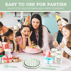 168Pcs Gingham Party Supplies for 24 Guests Thick Paper Plates and Napkins Knives Spoons Forks Cups Disposable Party Set Cutlery for Dinner Baby Shower Wedding Favor(Sage Green) - Image 5